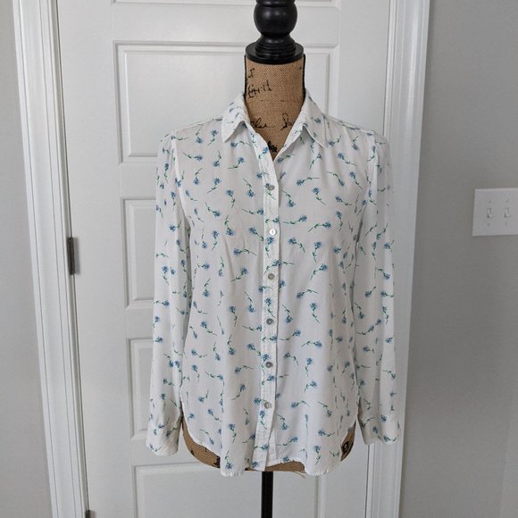 🛍️ BUNDLE ONLY | Jane and Delancey blue floral blouse small - Picture 1 of 11